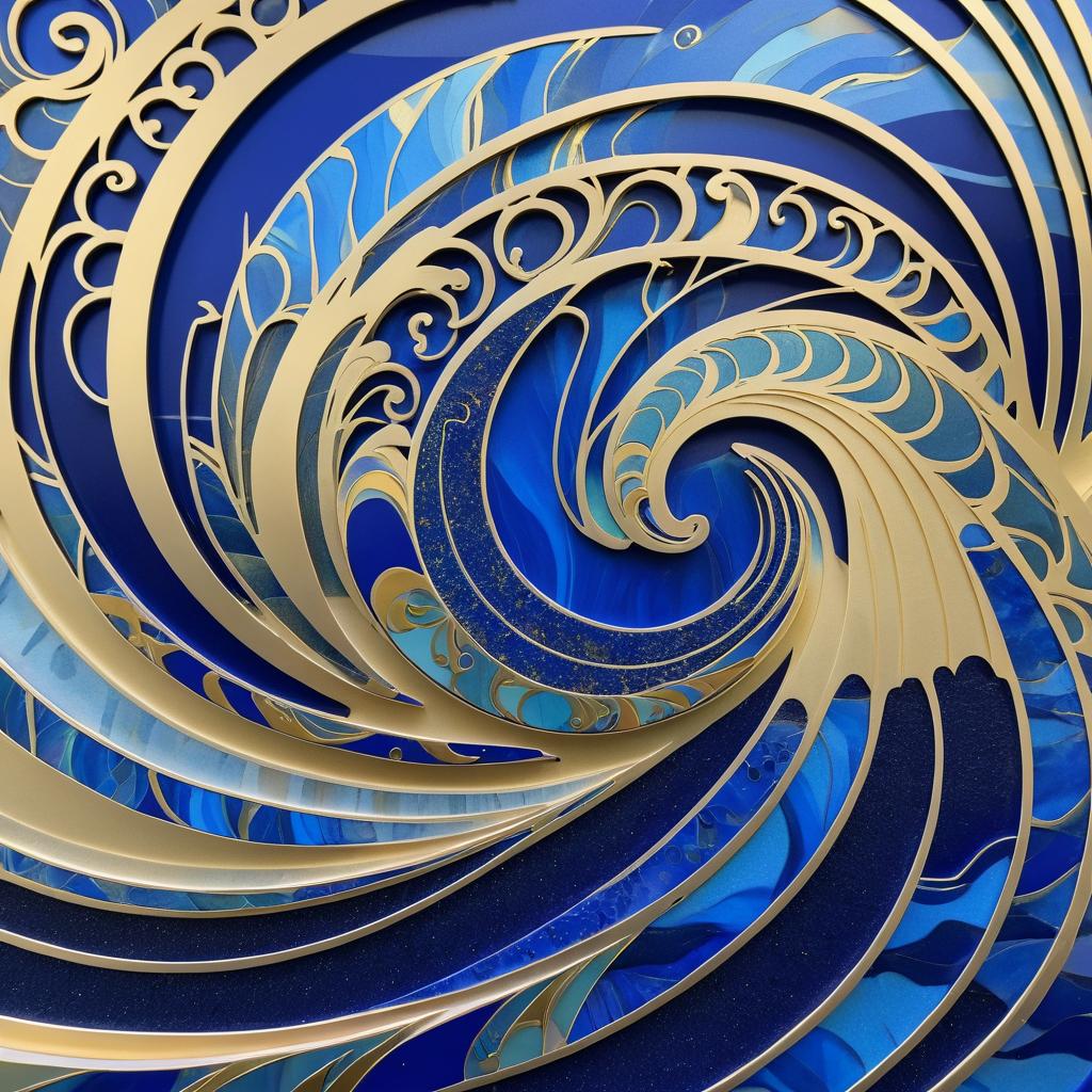 Dynamic Ocean Wave in Art Nouveau Style