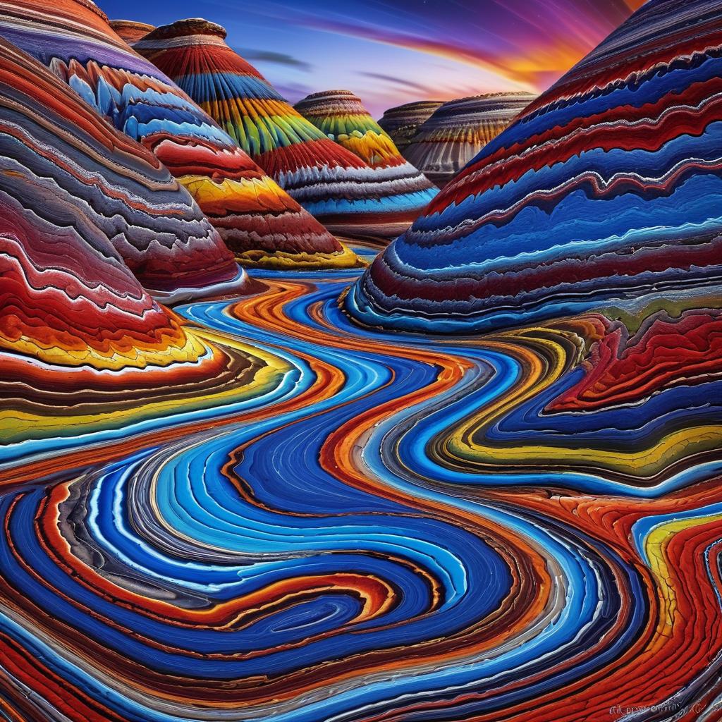 Vibrant Fordite Fantasy Landscape Art