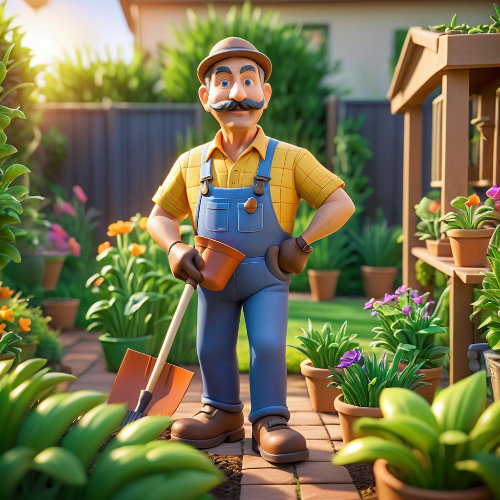 Vibrant 3D Cartoon Gardener Character