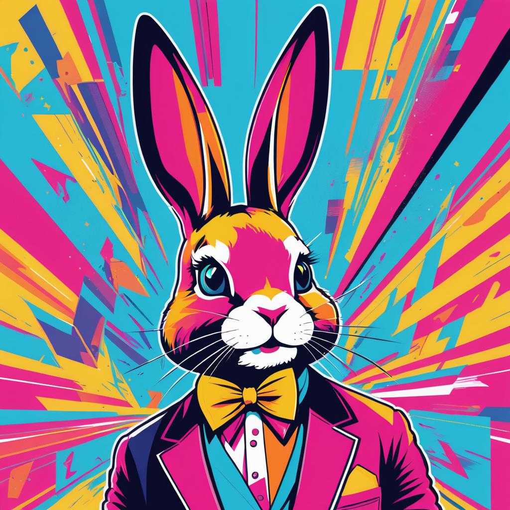 Playful Pop Art Rabbit Illustration