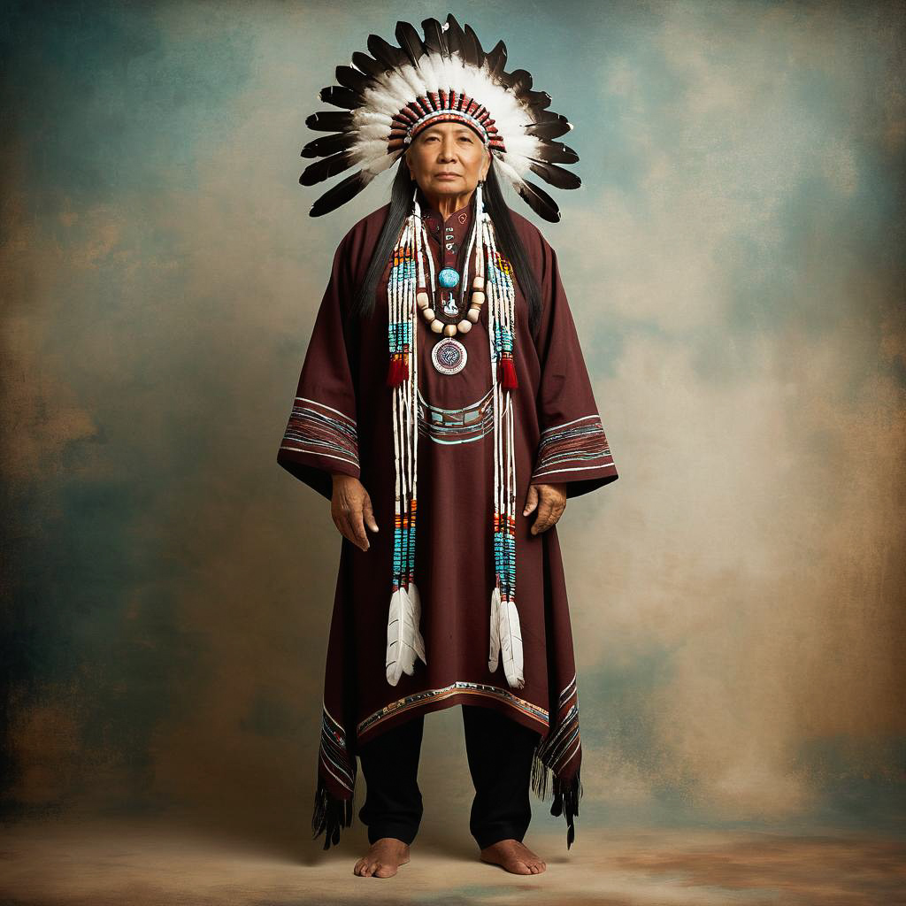 Proud Native American Elder in Regalia