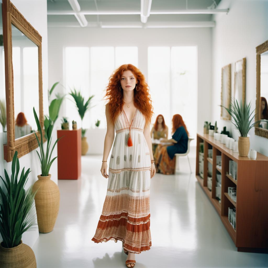 Red-Haired Artist in Modern Salon