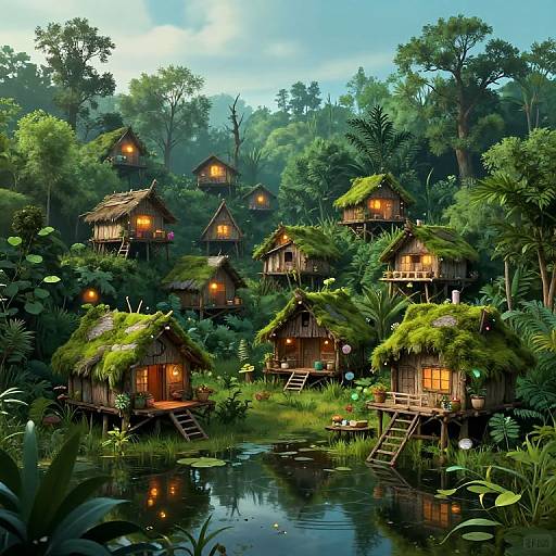 Enchanting Serene Swamp Village