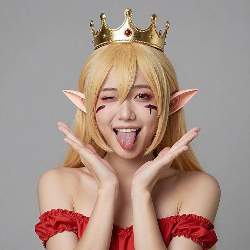 Playful Blonde Elf Cosplayer Portrait