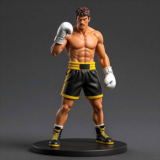 Realistic Boxer Statue with Intense Pose