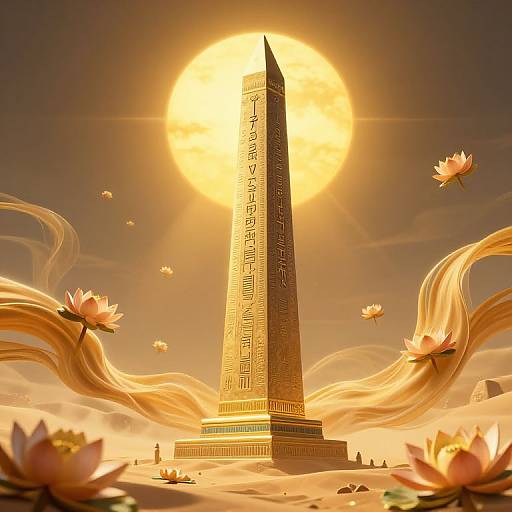 Regal Pharaoh Obelisk Fantasy Scene