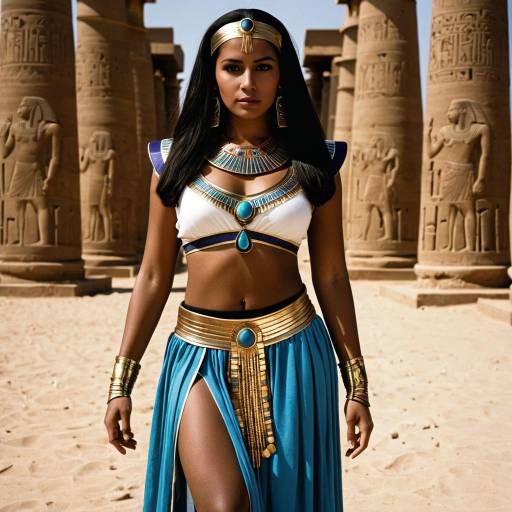 Woman in Egyptian Cleopatra Costume at Ancient Temple