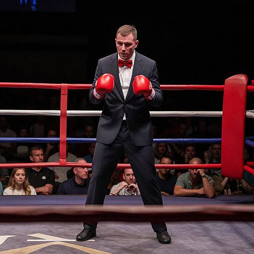 Man in Suit Boxing Ring Scene