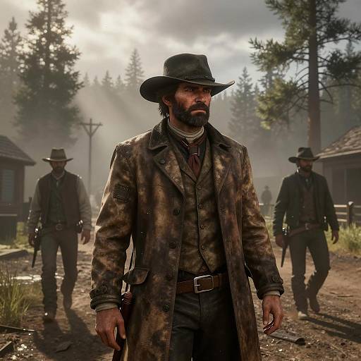 Western Outlaw Standoff on Dusty Street