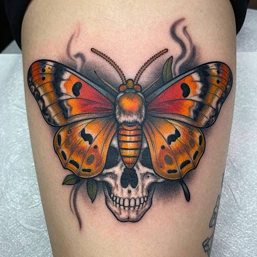 Realistic Skull Moth Neo-Traditional Tattoo