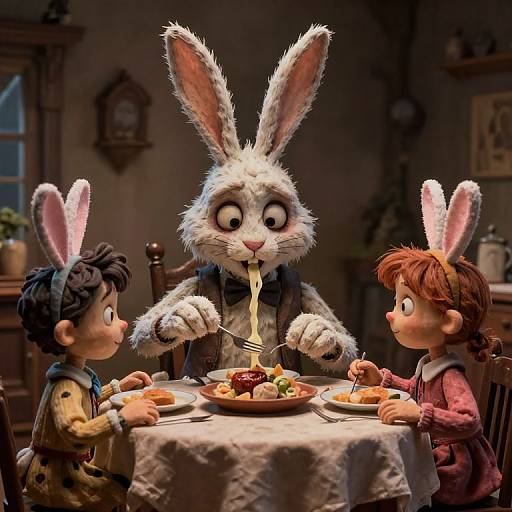 80s Horror Easter Bunny Dinner Scene