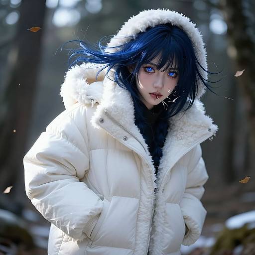 White Oversized Shearling Puffer Jacket