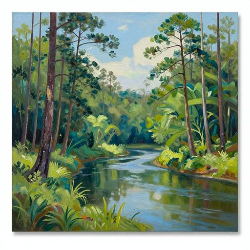 Suwannee River Palms Oil Painting