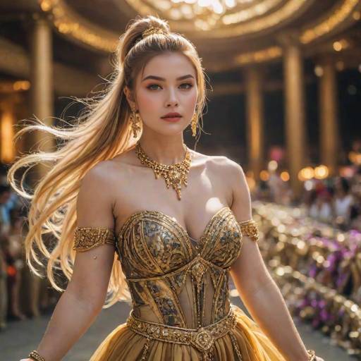 Golden-Haired Beauty in Elegant Dress