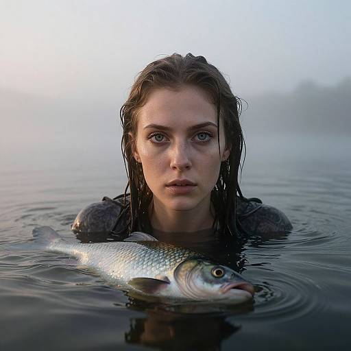Realistic Siren Emerging at Dawn