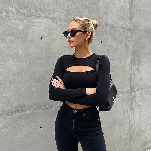 Chic Blonde Woman in Urban Fashion
