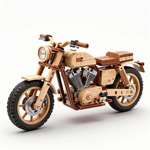Intricate Wooden Motorcycle Puzzle