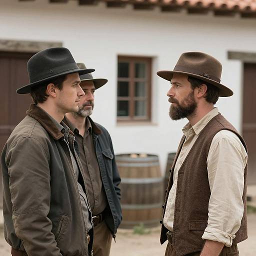 Rustic Gathering: Three Men in Hats