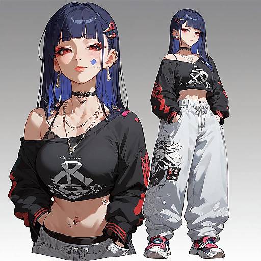 Colorful Anime Girl with Accessories