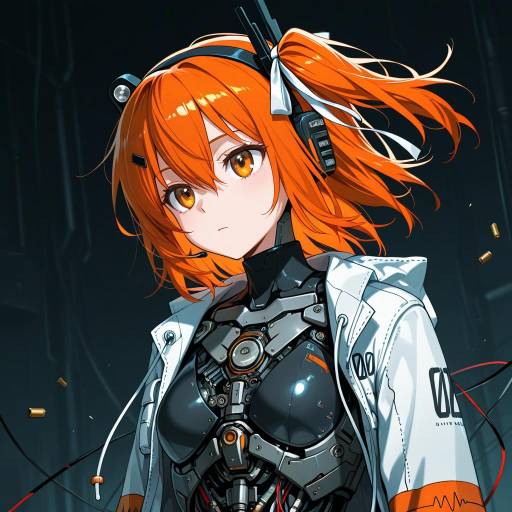 Futuristic Android Girl in Industrial Scene