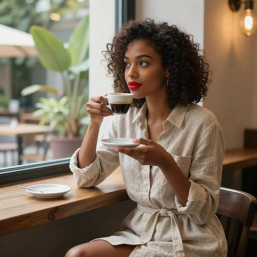Cozy Coffee Moment in a Leafy Garden