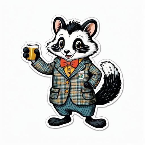 Anthropomorphic Skunk in Tweed Suit Sticker