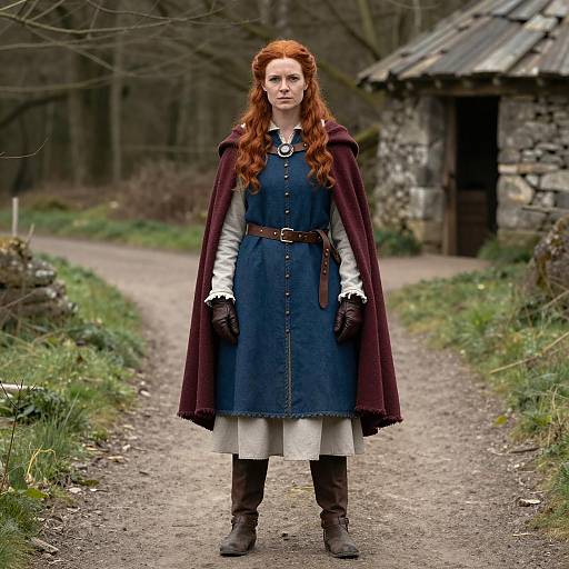 Woman in Medieval Braveheart Costume