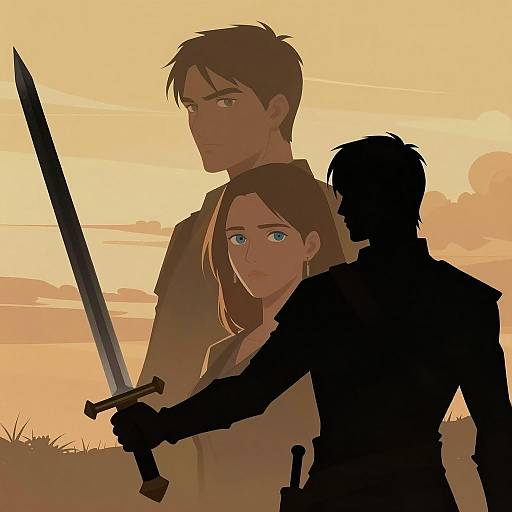 Dramatic Silhouette with Intense Characters