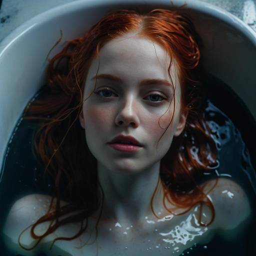 Redhead Woman in Bathtub
