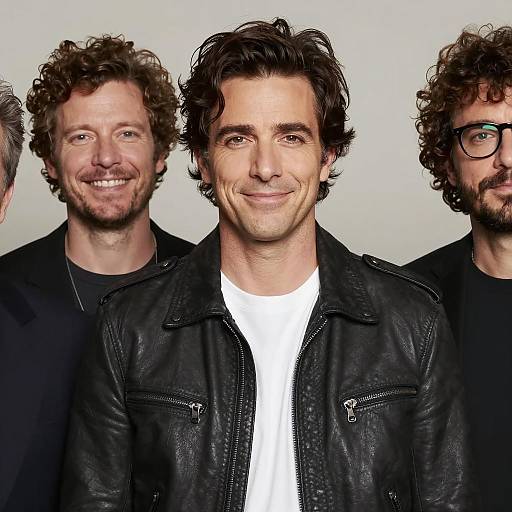 Group of Men with Leather Jacket and Casual Attire