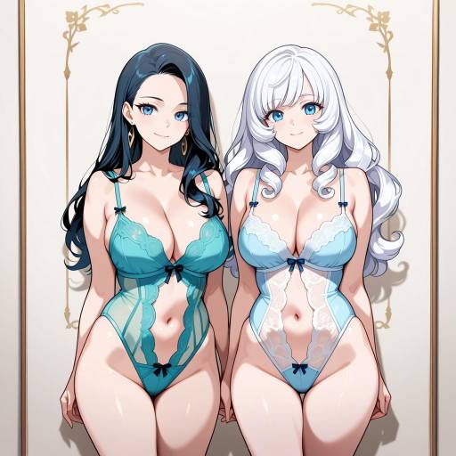 Couple in Black Lingerie on Bed