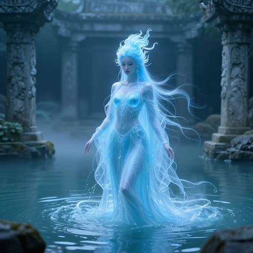 Mythical Water Spirit by Ancient Ruins