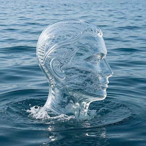 Realistic Water Sculpture Human Head