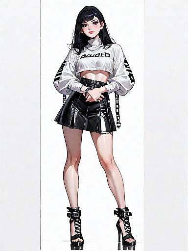 Modern Street Style Woman in Black Skirt