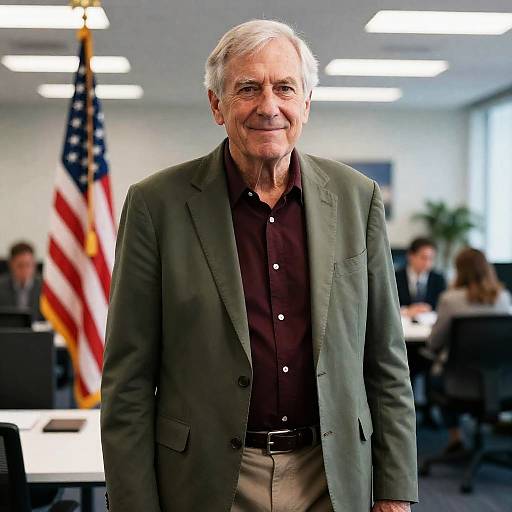 Smiling Elderly Man in Modern Office