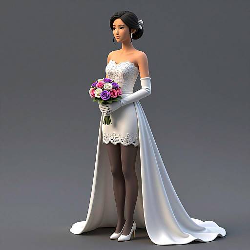 Digital Sculpture of an Elegant Asian Bride