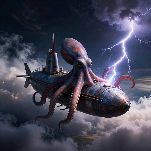 Steam-Powered Octopus Submarine on Jupiter