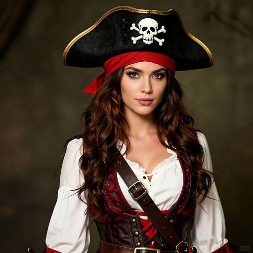 Female Pirate Girl in Red and White