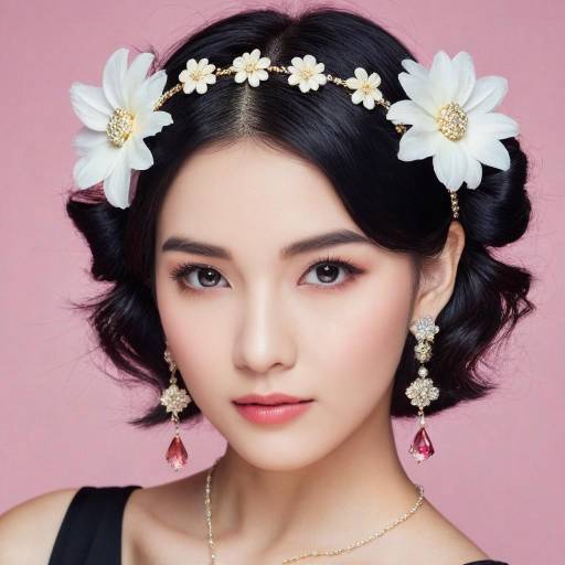 Portrait of a Girl with Flower Jewelry