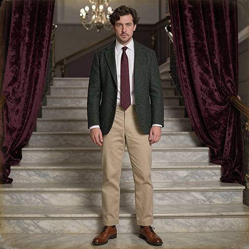 Dapper Man on Marble Staircase