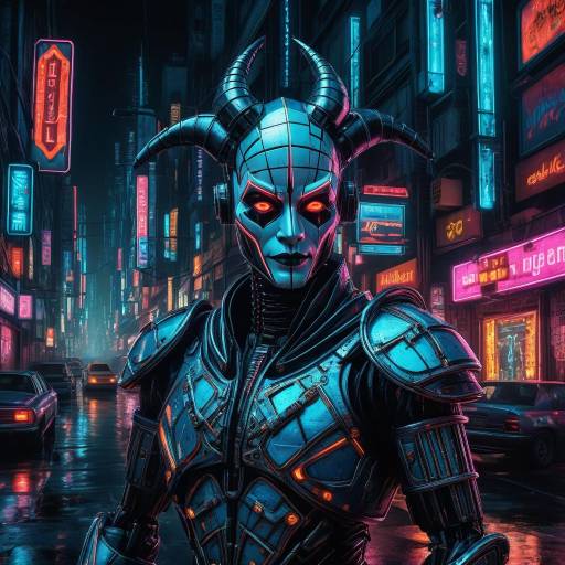 Hyper-Realistic Vintage Harlequin in Cyberpunk