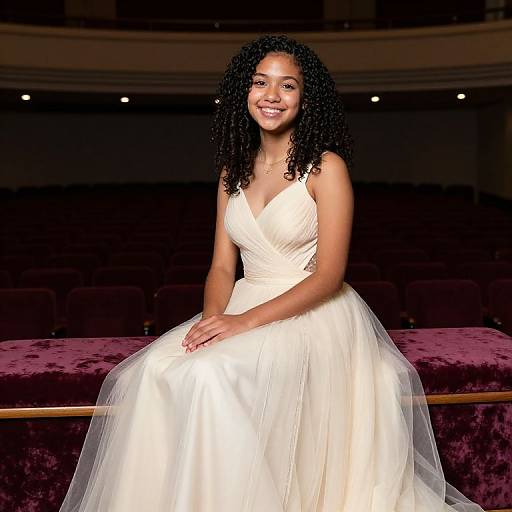 Confident Student in Ivory Prom Dress