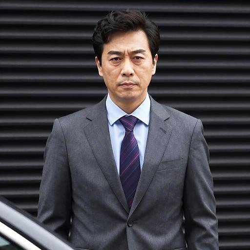 Serious Man in Gray Suit Portrait