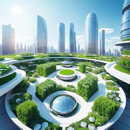Futuristic Rooftop Garden in Metropolis Futuristic Rooftop Garden in Metropolis