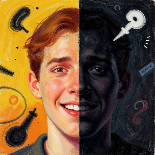 Split Face Symbolizing Inner Dilemma