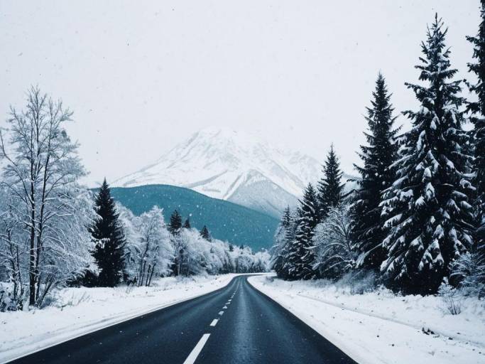 Charming Snowy Landscape Wallpaper