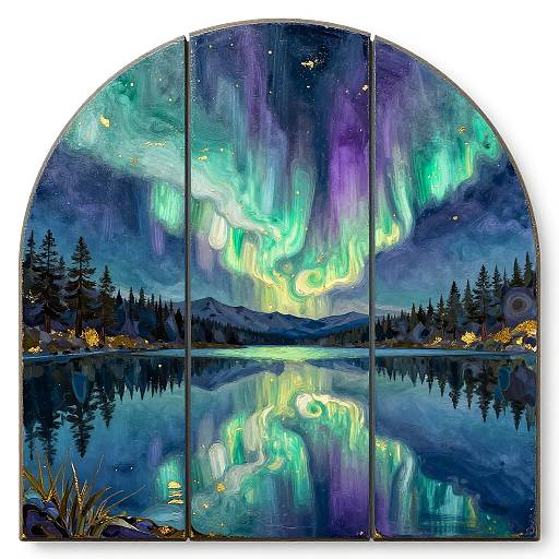 Encaustic Aurora Borealis Triptych