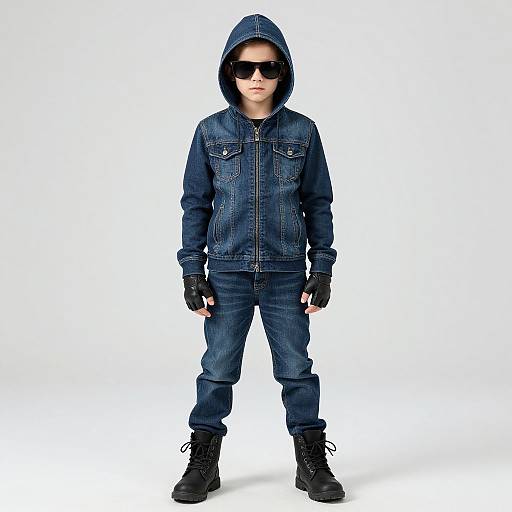 Solo Male Burglar in Denim Outfit