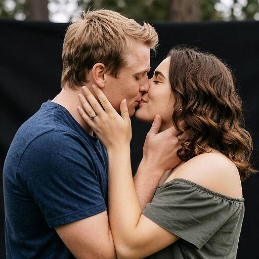 Intimate Couple Kissing in Nature