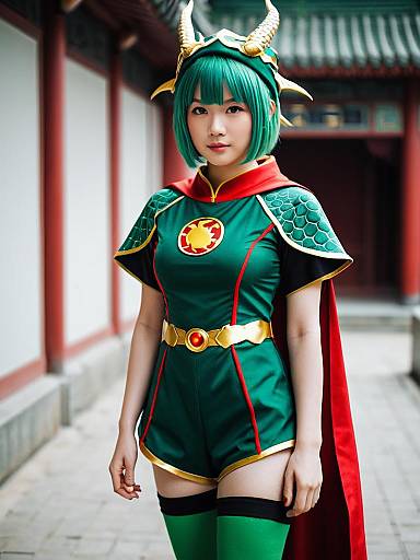 Lifestyle costume photo of Dragon kid. Cosplay clothes